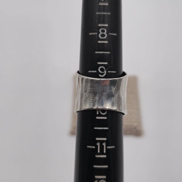 Size 9.75 Sterling Silver Wide Unique Pattern Heavy Ring A1988 - Picture 6 of 8